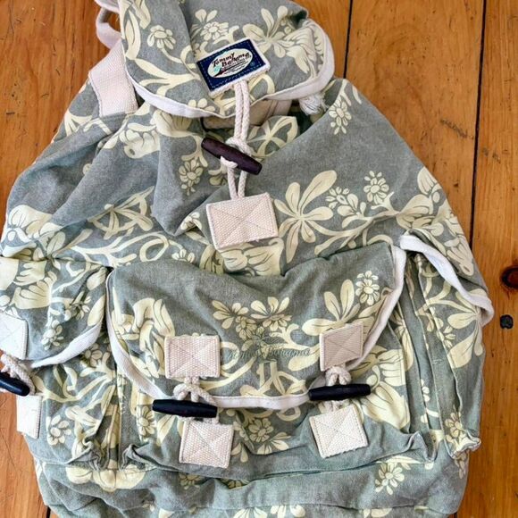Tommy Bahama floral canvas boho resort wear drawstring beach backpack - Picture 4 of 6